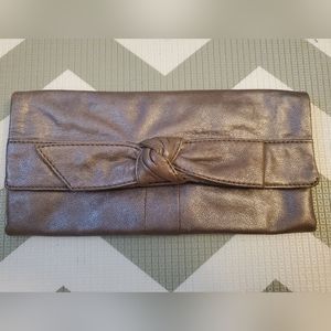 Banana Republic 100% Lamb Leather Metallic Gold Clutch Bag